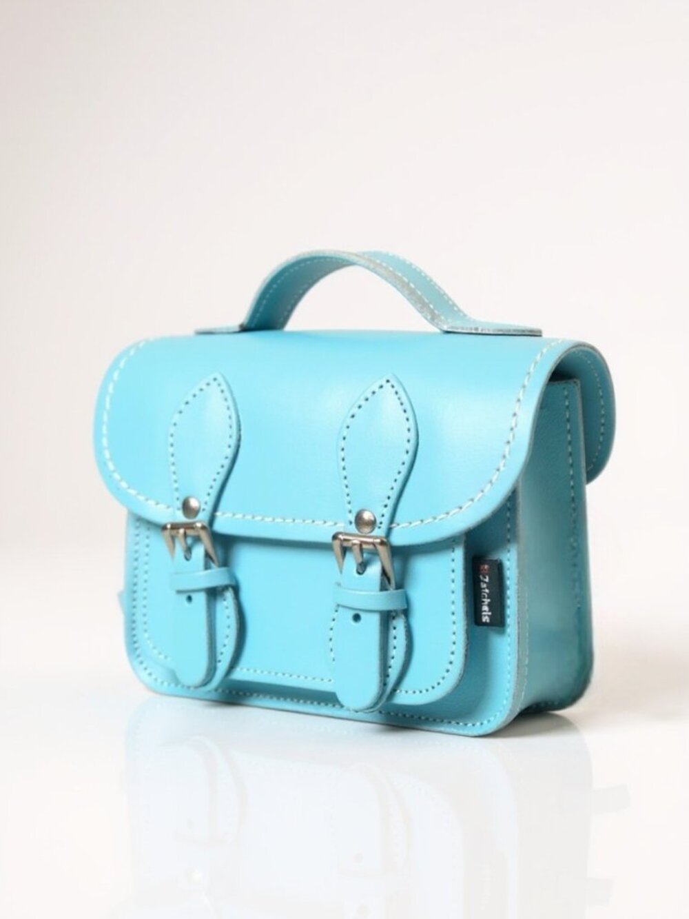Zatchels Handmade Leather Micro Satchel Pastel Bag Blue English Mod Style Purse
